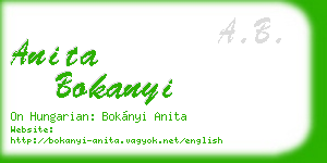 anita bokanyi business card